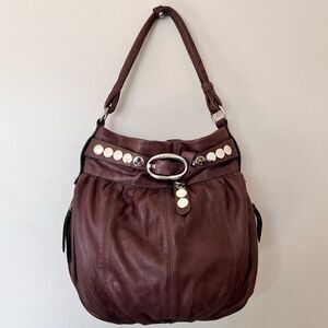 B. Makowsky Super Soft Leather Boho Large Shoulder Bag